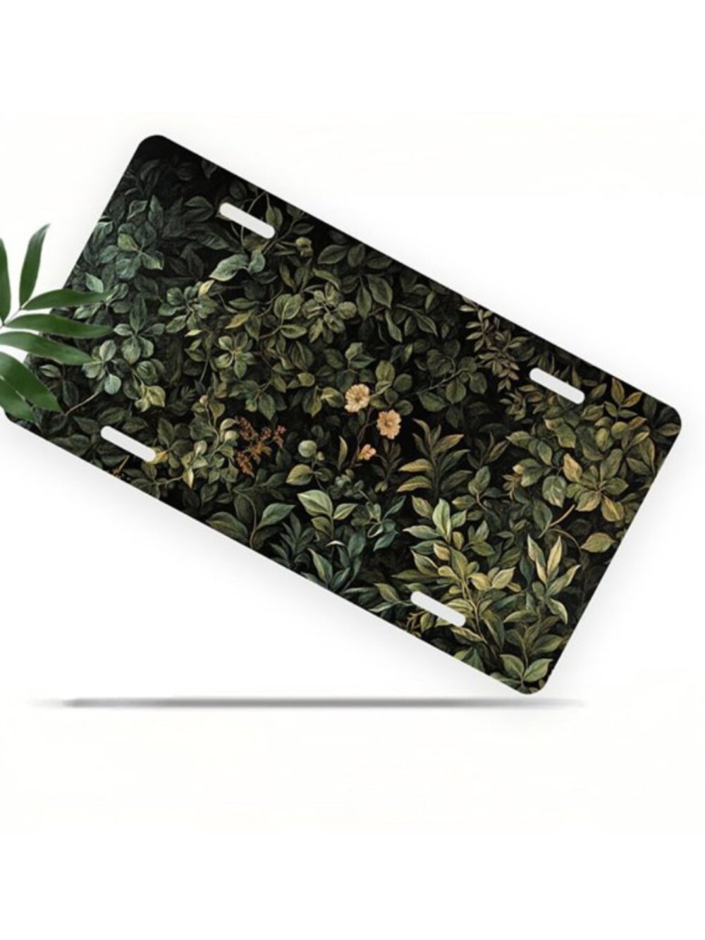 License Plate, Leafy Greenery Decorative Front,Personalized Stainless Steel Lice